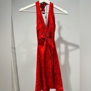 Satin effect red dress